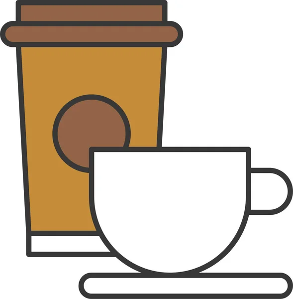 ドリンクコーヒーカップのアイコンを記入概要スタイル — ストックベクタ