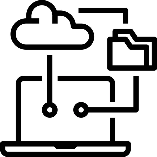 Dossier Cloud Icône Ordinateur Portable Dans Catégorie Gestion Entreprise — Image vectorielle