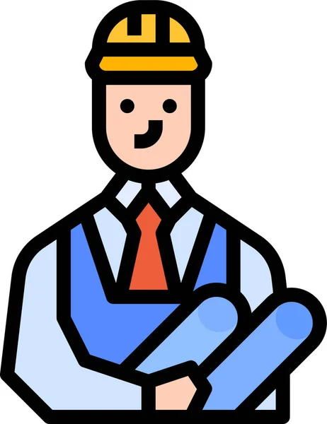 Avatar Construction Engineer Icon Filledoutline Style — Stock Vector