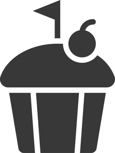 Κέικ Cupcake Εικονίδιο Κεκάκι Στερεά Στυλ — Διανυσματικό Αρχείο