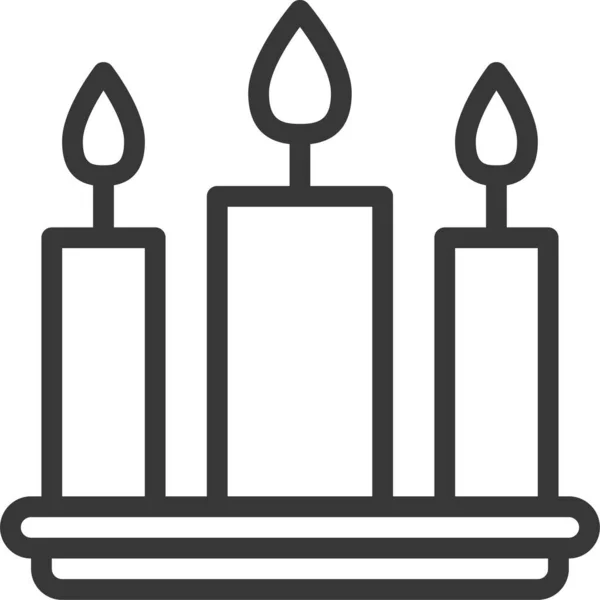 Vela Candelabro Icono Navidad Estilo Esquema — Vector de stock