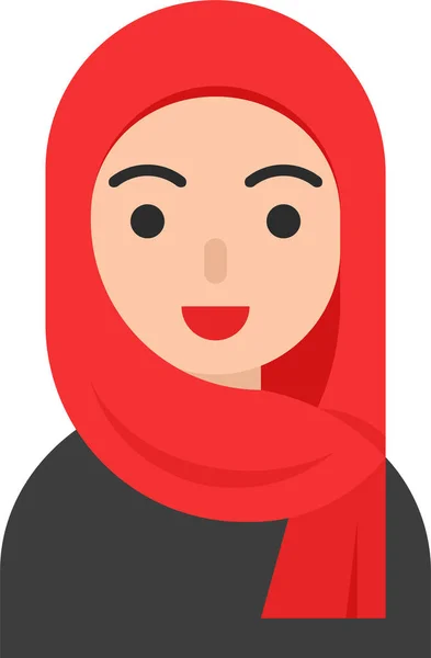 Avatar Hijab Islam Icône Dans Style Plat — Image vectorielle