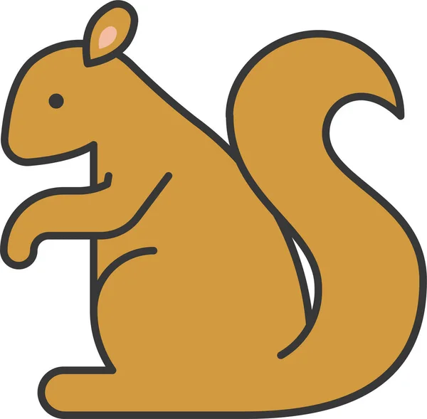 Animal Mammal Squirrel Icon Filledoutline Style — Vettoriale Stock