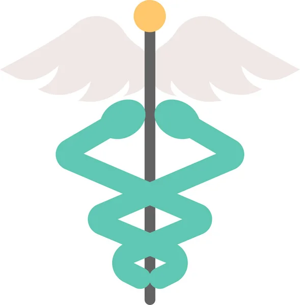 Alchemy Caduceus Medical Icon Flat Style — Stock Vector