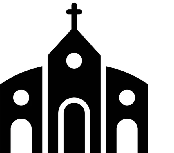 Arquitectura Cristo Icono Iglesia Estilo Sólido — Vector de stock