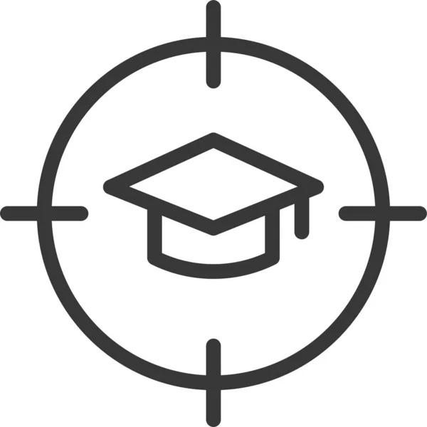 Learning Goal Graduation Cap Icon Outline Style — Stock Vector