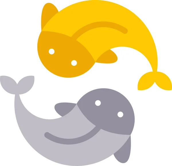 Animal Carp China Icon Flat Style — Stock Vector