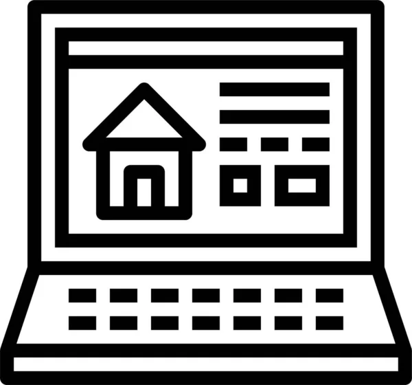 Ikon Peramban Komputer Estate Dalam Gaya Outline - Stok Vektor