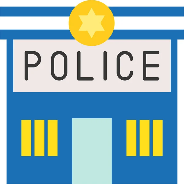 Policía Policía Estación Policía Icono Estilo Plano — Vector de stock