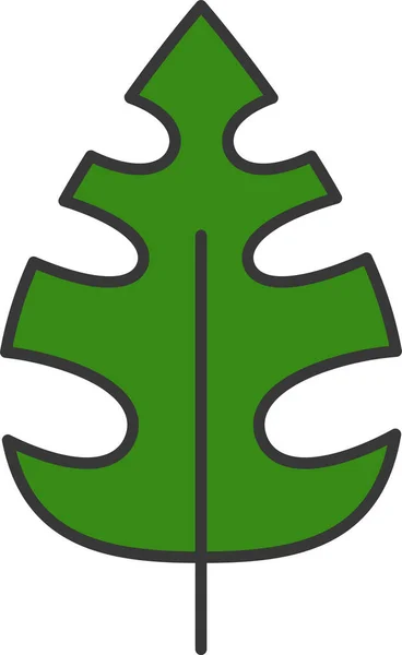 Ikona Zelené Listy Vyplněném Stylu Osnovy — Stockový vektor