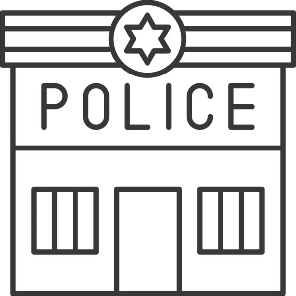 Polizist Polizeistation Ikone Umriss Stil — Stockvektor
