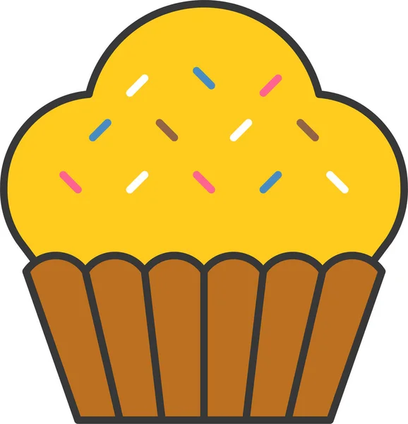 Backkuchen Cupcake Ikone Filedoutline Style — Stockvektor