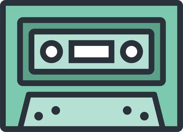 Audio Cassette Multimedia Icoon Filedoutline Stijl — Stockvector