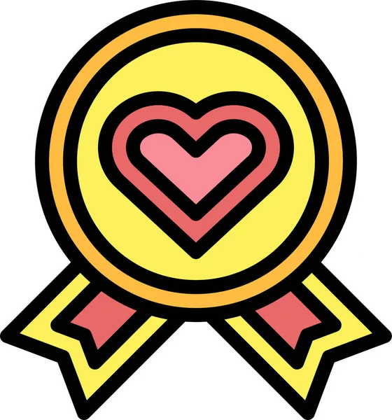 Βραβείο Αγάπη Εικονίδιο Μετάλλιο Fillledskip Στυλ — Διανυσματικό Αρχείο