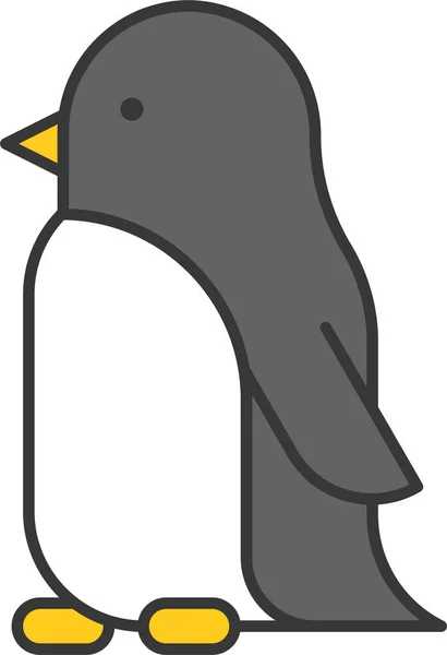 Živočišný Pták Tučňák Ikona Vyplněném Stylu Obrysu — Stockový vektor