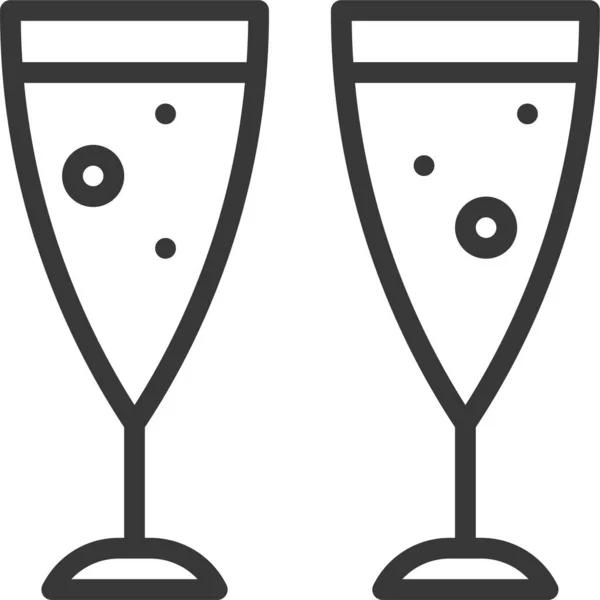 Beverage Champagne Christmas Icon Outline Style — Stockový vektor