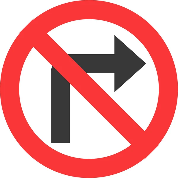 Guide Right Turn Prohibitory Icon Flat Style — Stockový vektor