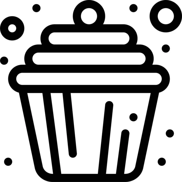 Bolo Copo Cupcake Ícone Estilo Esboço — Vetor de Stock