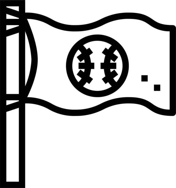Icono Del Signo Bandera Béisbol Estilo Esquema — Archivo Imágenes Vectoriales