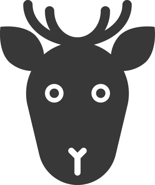 Icône Visage Cerf Animal Dans Style Solide — Image vectorielle