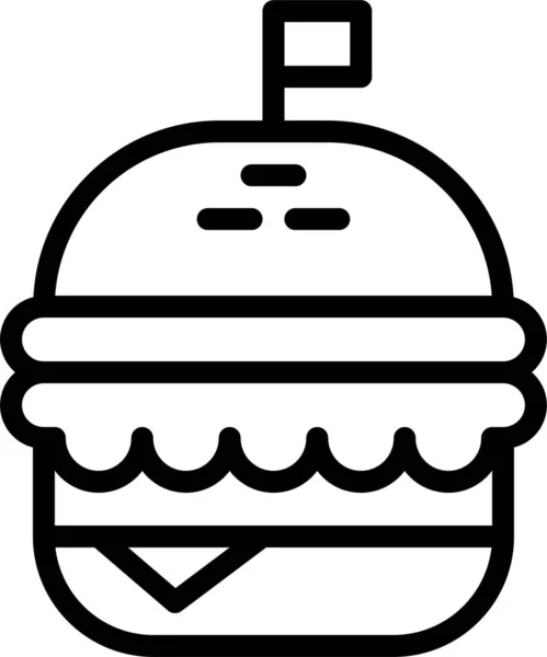 Rychlá Ikona Hamburgerového Sýra Stylu Osnovy — Stockový vektor