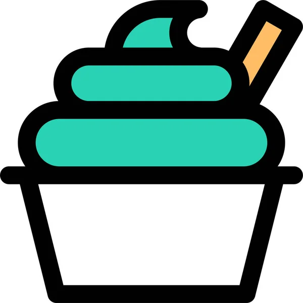 Cup Frozen Ice Cream Icon Filledoutline Style — Stock Vector