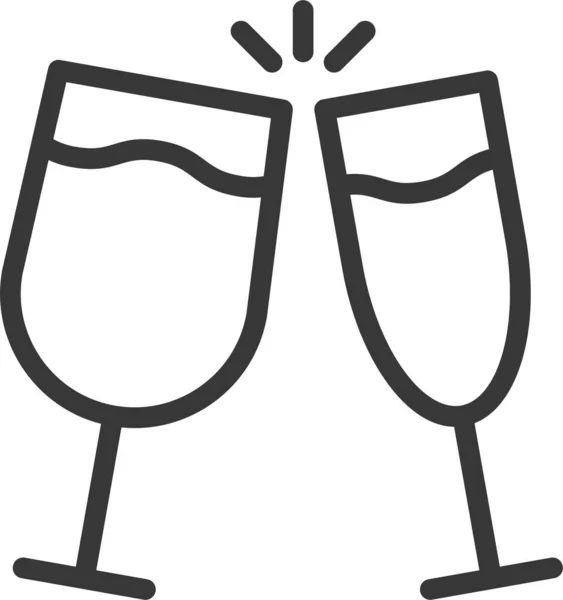 Alkohol Šampaňské Nápoje Ikona Obrysu Stylu — Stockový vektor