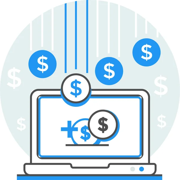 Argent Icône Paiement Ligne Dans Style Filledoutline — Image vectorielle