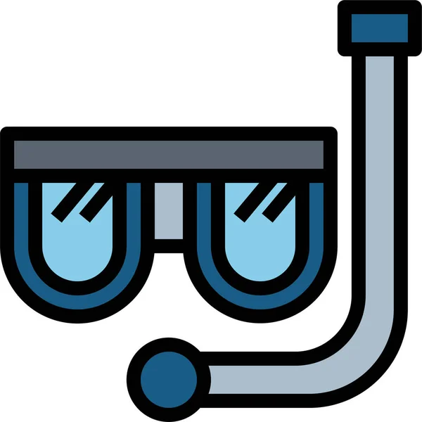 Potápění Brýle Scooba Ikona Vyplněném Stylu Osnovy — Stockový vektor