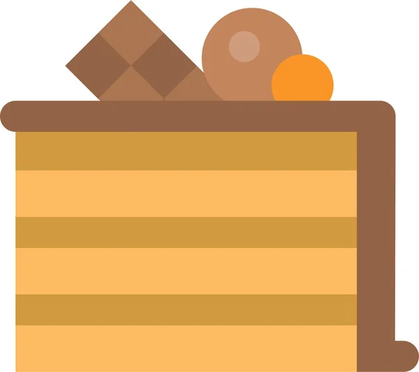 Bakkerij Taart Chocolade Taart Pictogram Platte Stijl — Stockvector