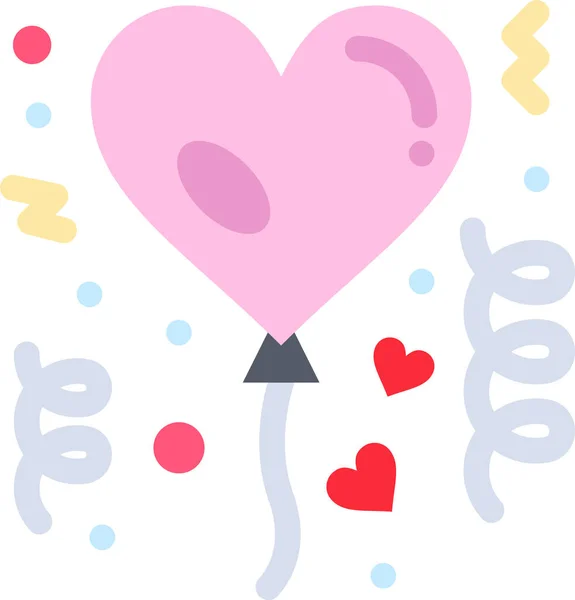 Affection Balloon Celebration Icon Flat Style — ストックベクタ