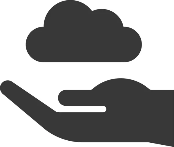 Cloud Cloud Computing Hand Icon Solid Style — 스톡 벡터