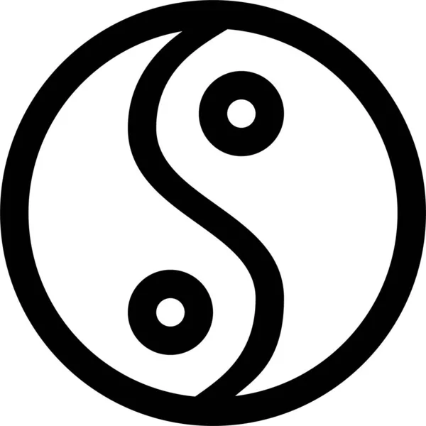 Ying Yang Outline Icon Outline Style — 图库矢量图片
