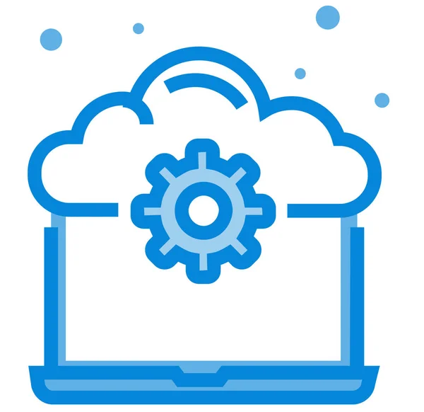 Cloud Computing Laptop Icon Filledoutline Style — 스톡 벡터