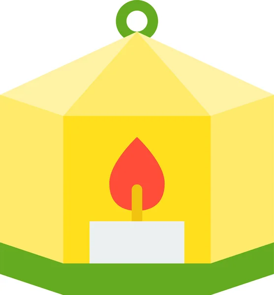 Candle Christmas Lamp Icon Flat Style — Stock Vector