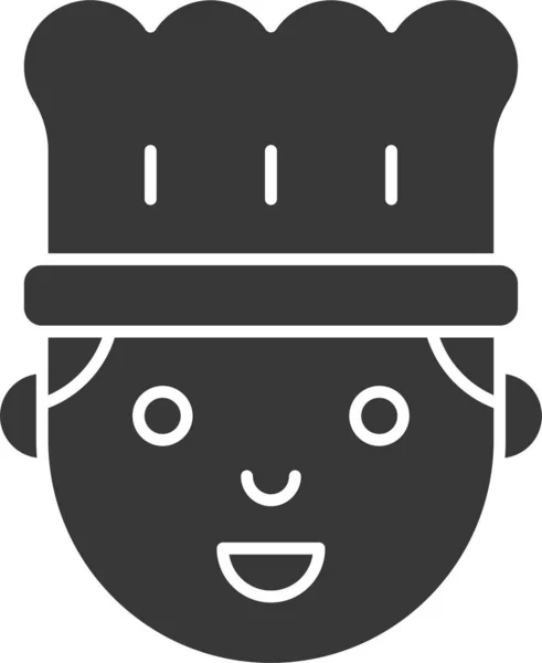 Avatar Chef Cocinero Icono Estilo Sólido — Vector de stock