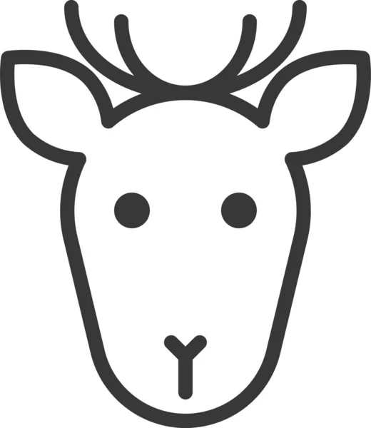 アウトラインスタイルの動物鹿の顔のアイコン — ストックベクタ