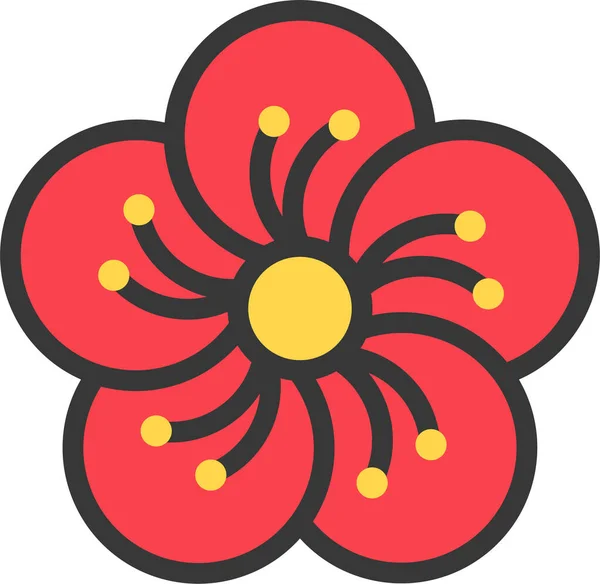 China Chinese Flower Icon Filledoutline Style — Stock Vector