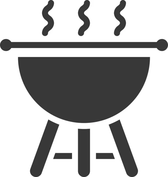 Barbecue Bbq Icoon Massieve Stijl — Stockvector
