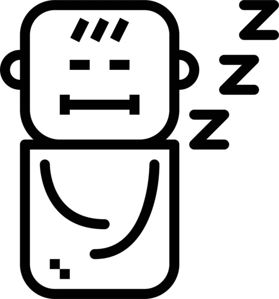 床上放松睡眠图标的轮廓风格 — 图库矢量图片