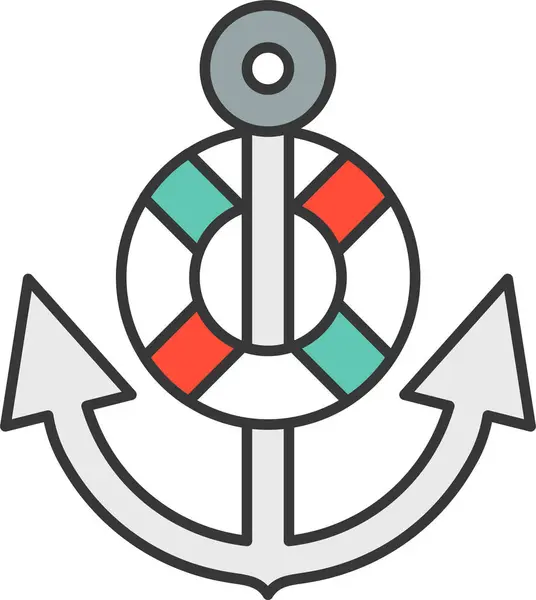 Anchor Life Ring Nautical Icon Filledoutline Style — Vector de stock