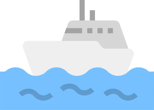 フラットスタイルでボートの海のアイコン — ストックベクタ