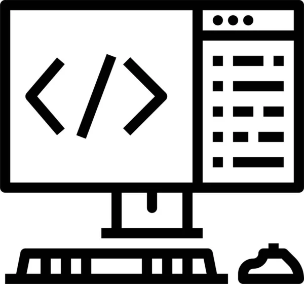 Coding Computer Developer Icon Outline Style — Διανυσματικό Αρχείο