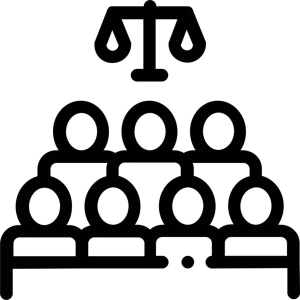 Juicio Judicial Icono Ley Estilo Esquema — Vector de stock
