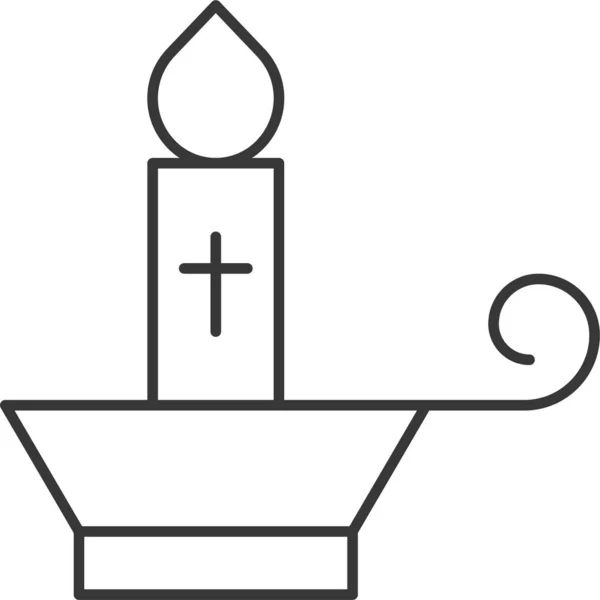 Candle Celebration Christ Icon Outline Style — Vettoriale Stock