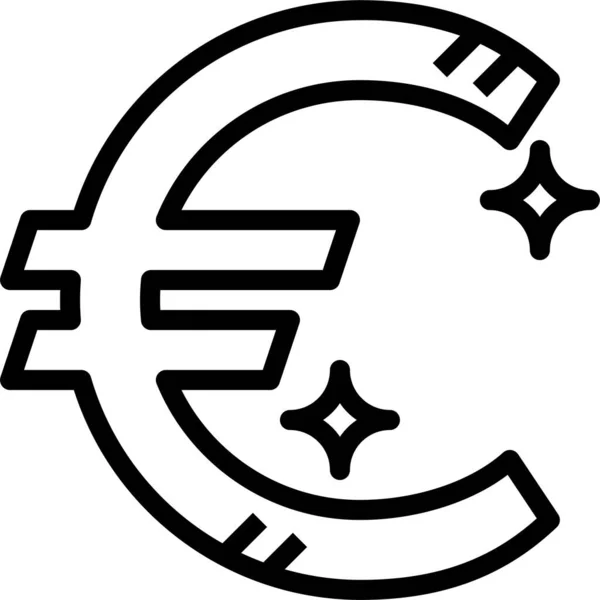 Іконка Банківського Фінансування Євро Контурному Стилі — стоковий вектор