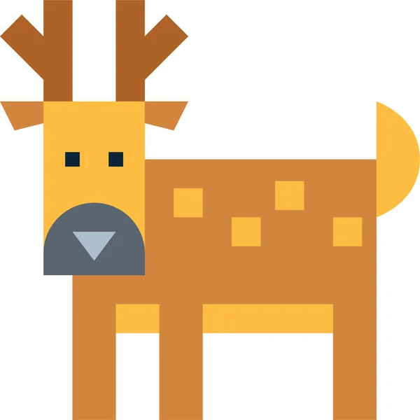 Deer Horn Life Icon Flat Style — Vetor de Stock