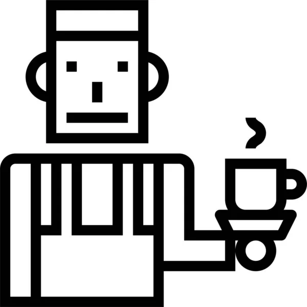 Barista Koffie Baan Pictogram Omtrek Stijl — Stockvector