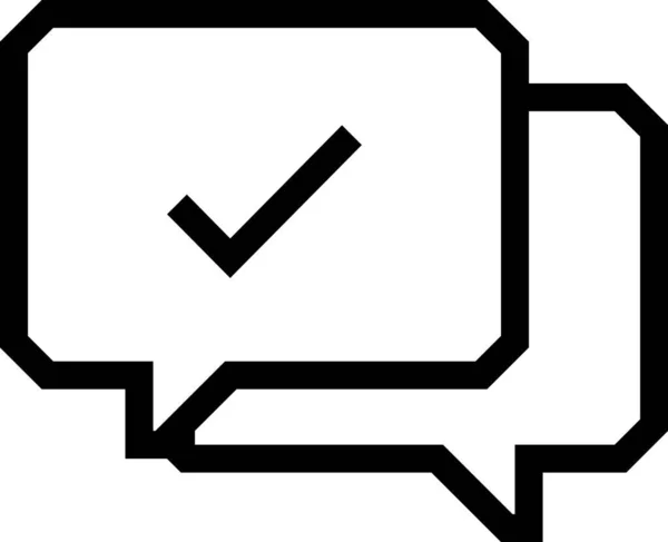 Bubble Chat Aangevinkt Pictogram Omtrek Stijl — Stockvector