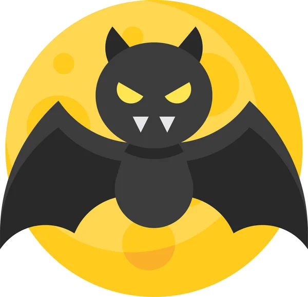 Bat Halloween Vampire Icon Flat Style — Stock Vector